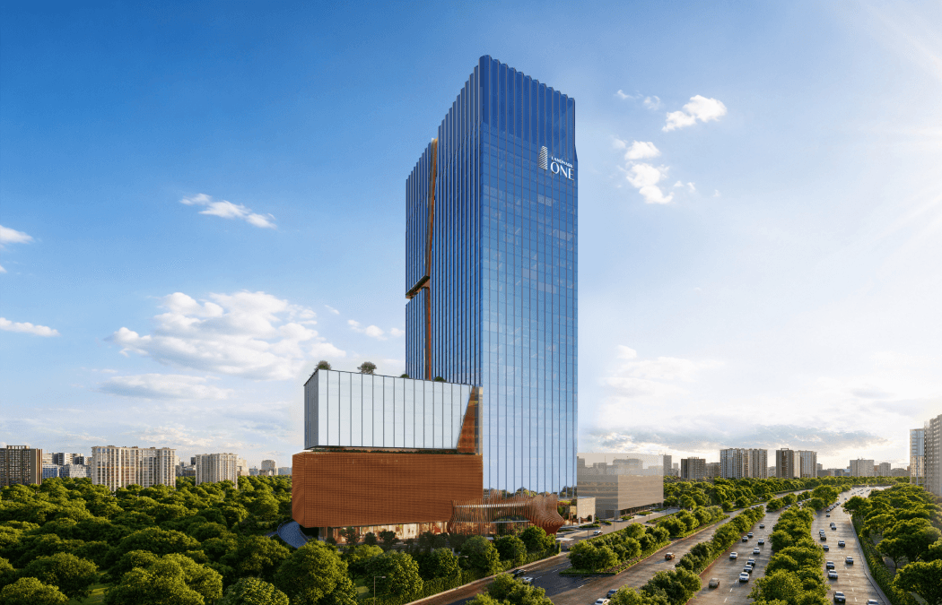 Landmark One overlooking the expressway and green belt
